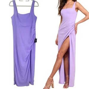 NEW Lulus Lavender Maxi Dress Ruched Slit Evening Formal Party Gown Size XL